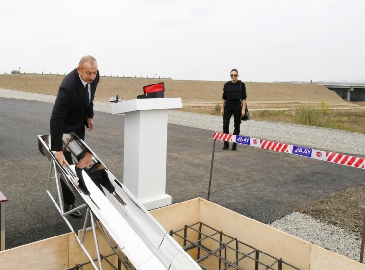 Prezident İlham Əliyev Füzuli-Ağdam avtomobil yolunun təməlini qoyub