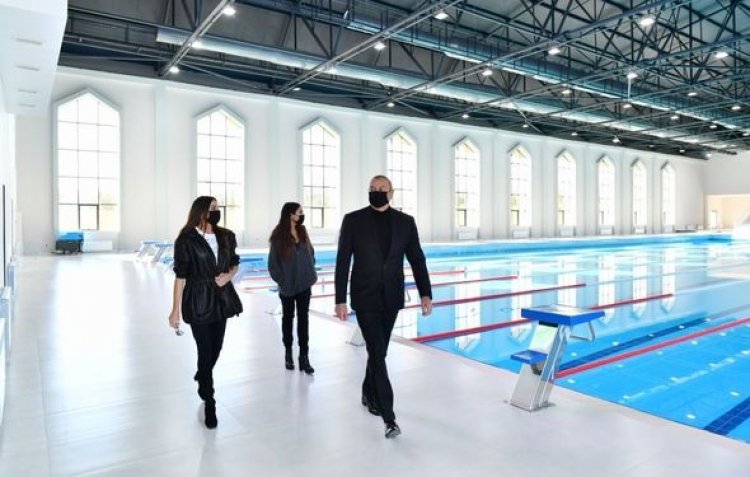 Prezident Quba Olimpiya İdman Kompleksində yenidənqurmadan sonra yaradılan şəraitlə tanış olub -
