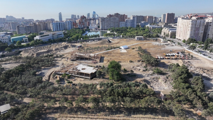 Prezident Bakıda yaradılan yeni parkda işlərin gedişi ilə tanış olub -