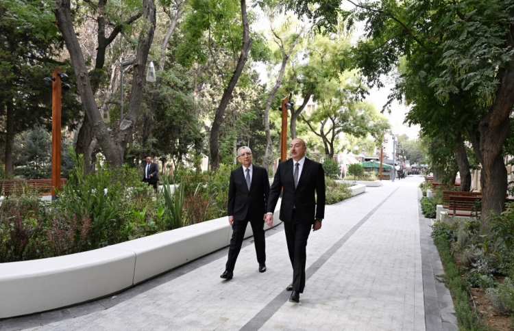 Prezident İlham Əliyev “Xəqani” bağında aparılmış abadlıq və yenidənqurma işlərindən sonra yaradılan şəraitlə tanış olub -