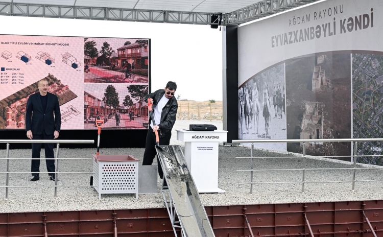 Prezident Ağdamın Eyvazxanbəyli kəndinin təməlqoyma mərasimində iştirak edib -