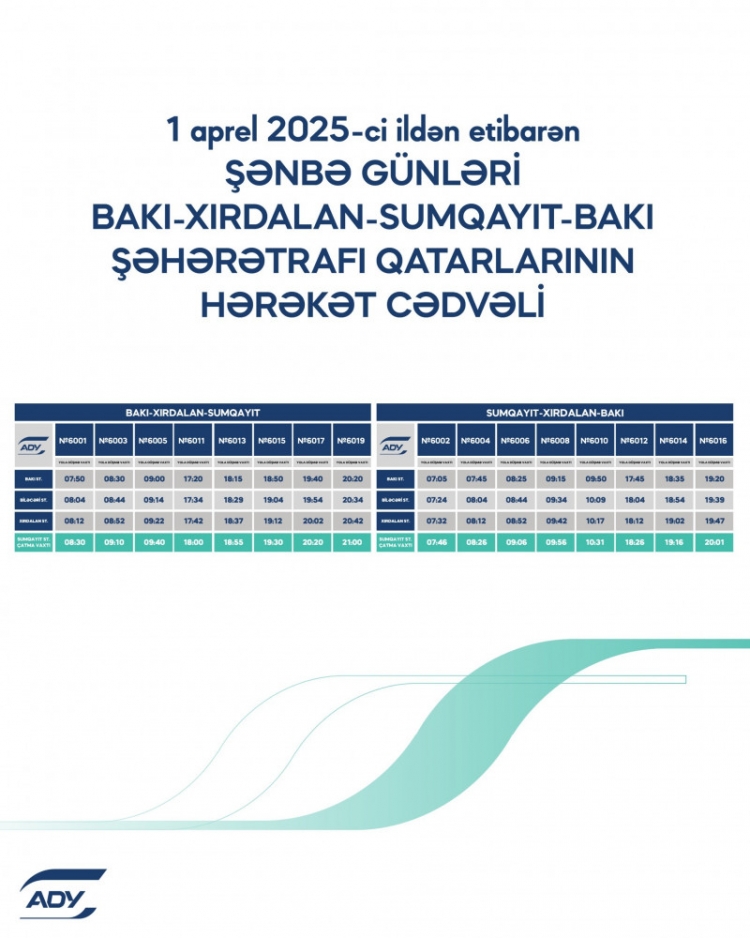 Abşeron dairəvi dəmiryol marşrutu üzrə qatarların yeni qrafiki -