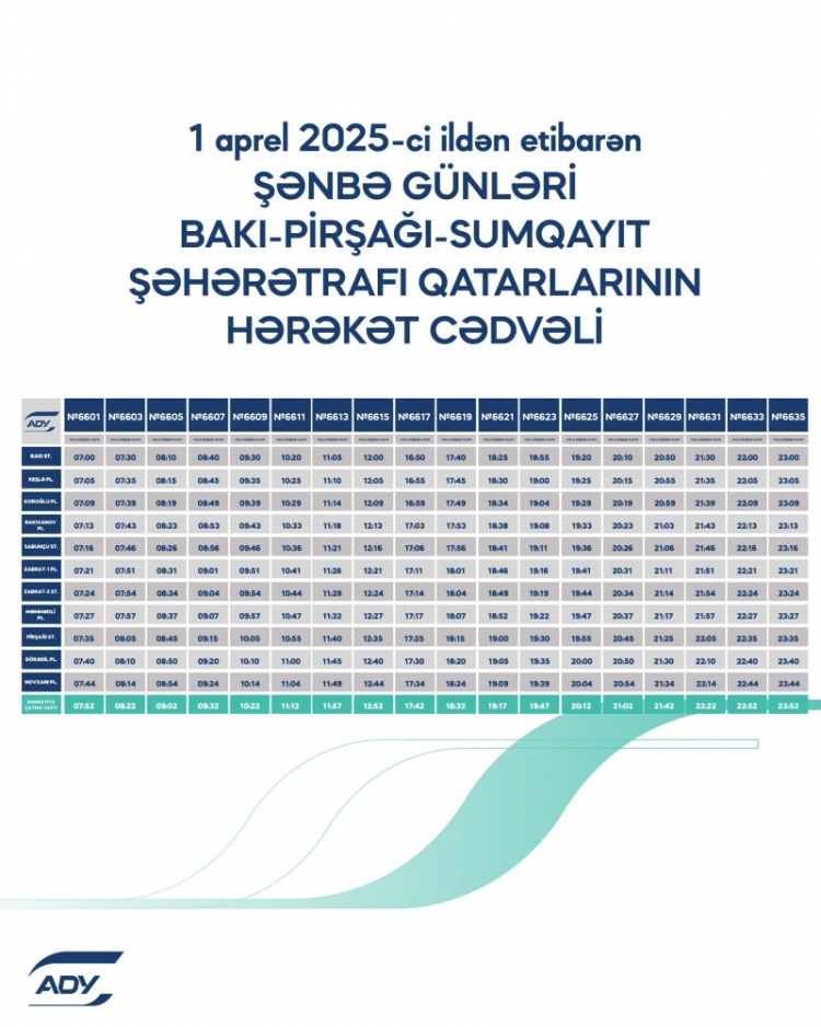 Abşeron dairəvi dəmiryol marşrutu üzrə qatarların yeni qrafiki -