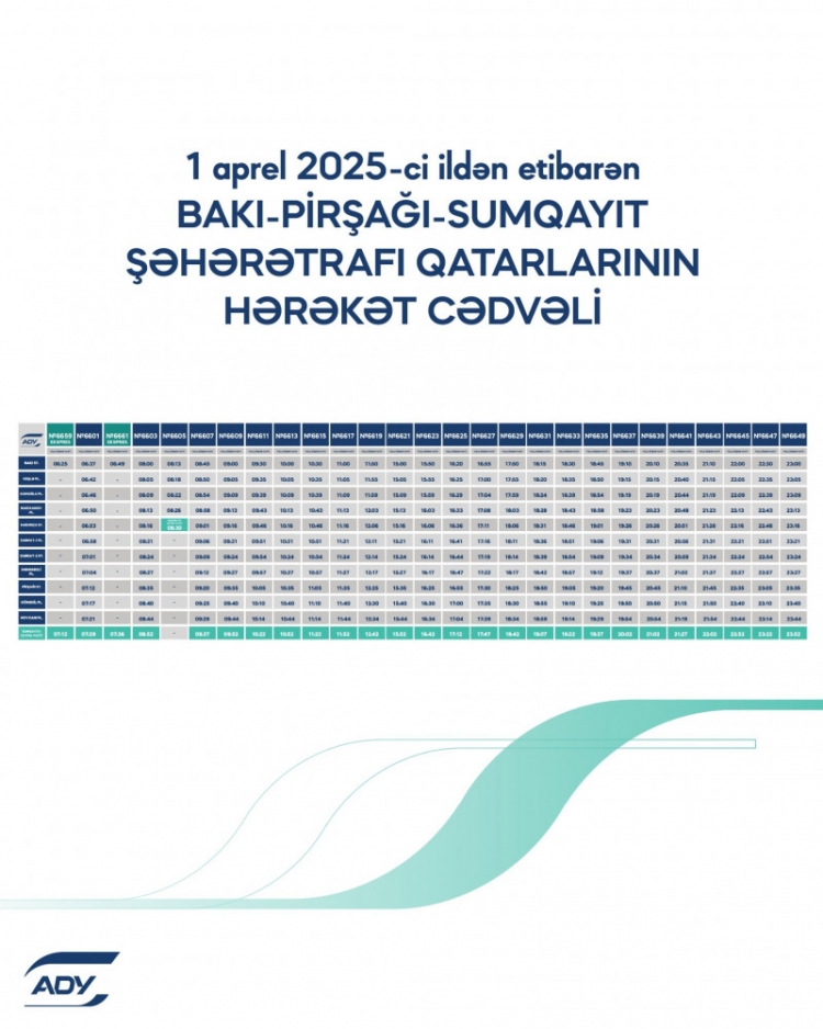 Abşeron dairəvi dəmiryol marşrutu üzrə qatarların yeni qrafiki -