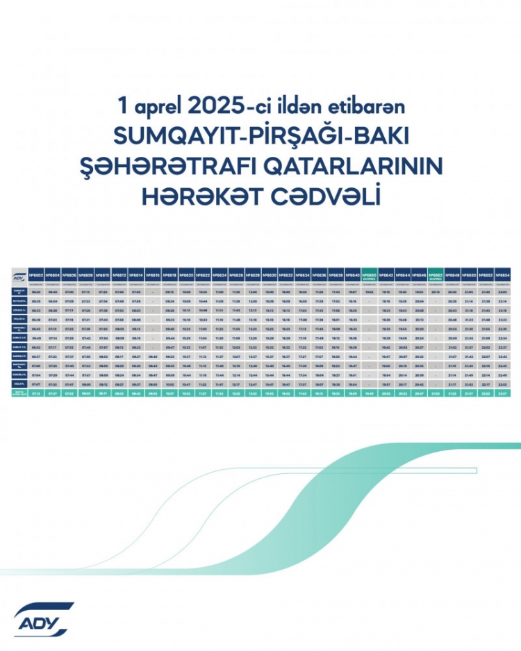 Abşeron dairəvi dəmiryol marşrutu üzrə qatarların yeni qrafiki -