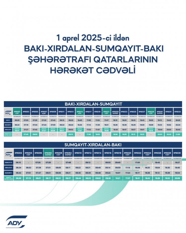 Abşeron dairəvi dəmiryol marşrutu üzrə qatarların yeni qrafiki -