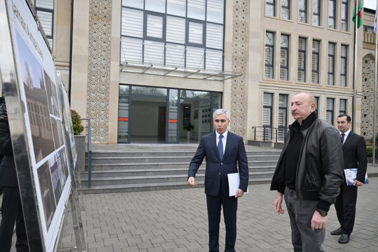 İlham Əliyev Şamaxı Avropa liseyinin yeni binasının açılışında iştirak edib